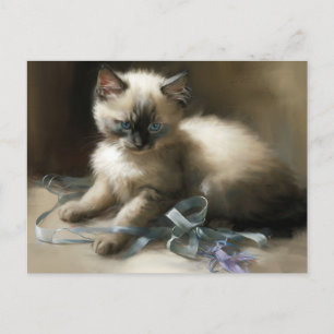 Cartão Postal Fita Tangue Siamese Kitten