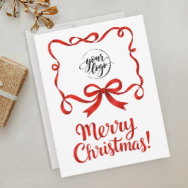 Cartão Postal Fita Vermelha de Natal da Empresa com Logotipo Chi