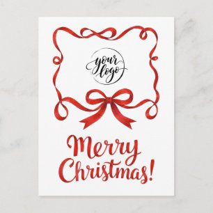 Cartão Postal Fita Vermelha de Natal da Empresa com Logotipo Chi