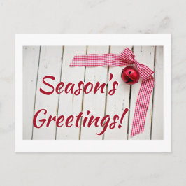 Cartão Postal Fita Vermelha Vermelha de Gingham Vermelho