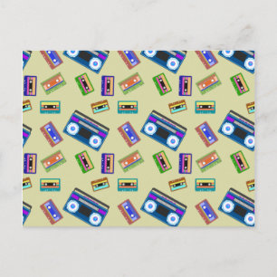 Cartão Postal Fitas Cassete Amante Vintage Retro Registros Antig