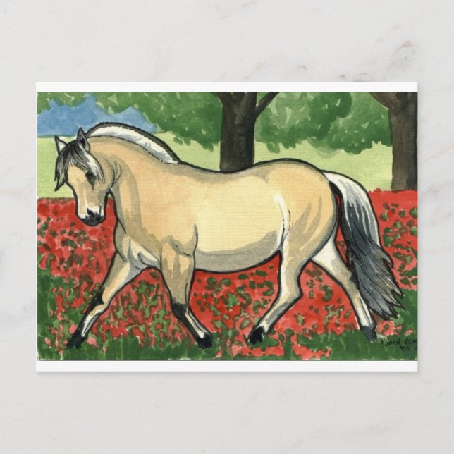 Cartão Postal Fjord HORSE ART norueguês (Frente)