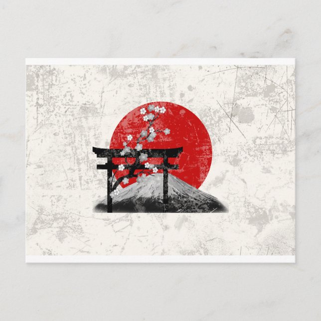 Cartão Postal Flag e Symbols of Japan ID153 (Frente)