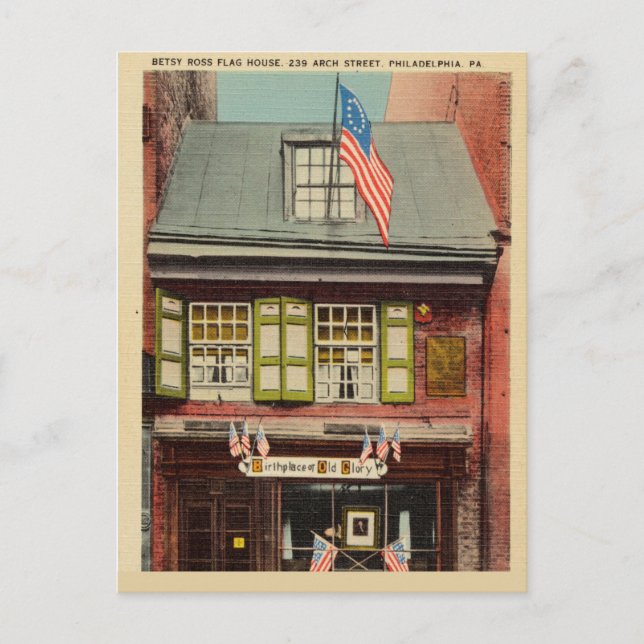 Cartão Postal Flag House, Arch Street, Philadelphia, P.A. (Frente)