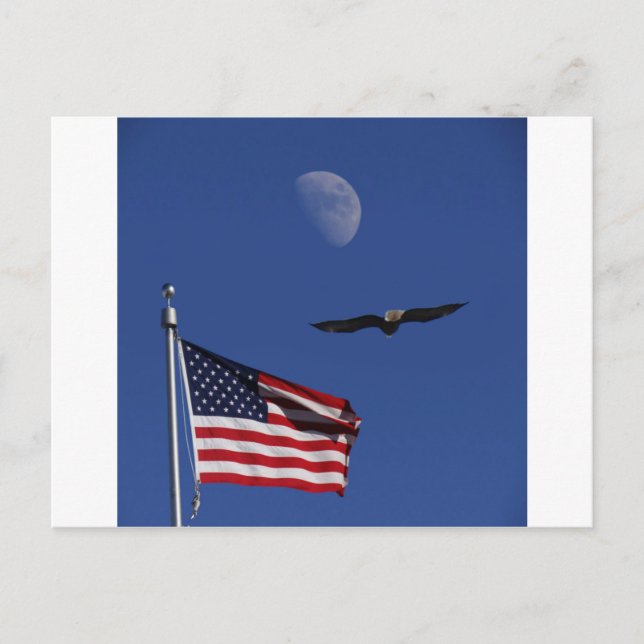 Cartão Postal Flag Moon Eagle (Frente)