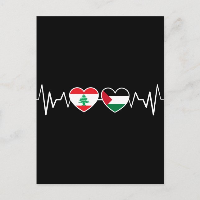 Cartão Postal Flags de Unidade Palestina Libanesa Batida. (Frente)