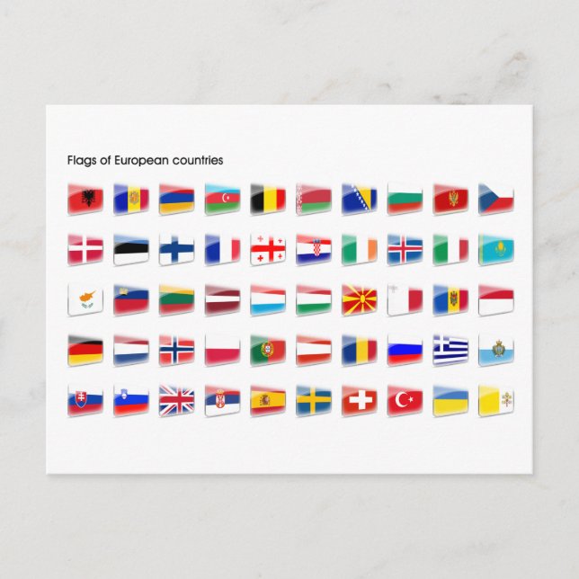 Cartão Postal Flags of European country (Frente)