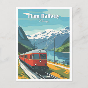 Cartão Postal Flam Rail Norway Trabalho de arte Viagem