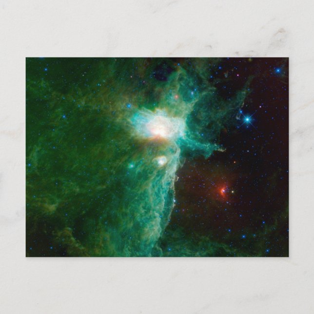 Cartão Postal Flame Nebula NASA Espaço Verde (Frente)