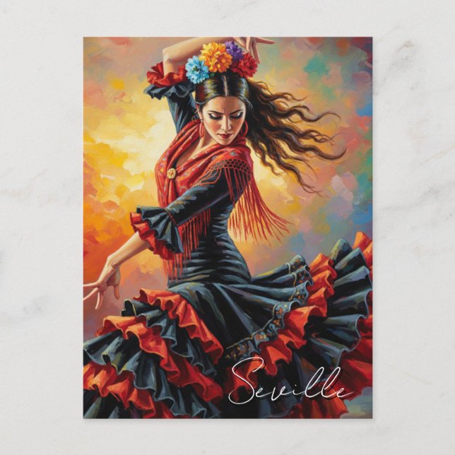 Cartão Postal Flamenco Dancer Seville Espanha (Frente)