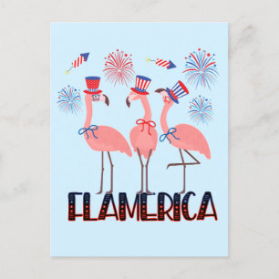 Cartão Postal Flamerica 4 de julho Flamingo Amava Independência
