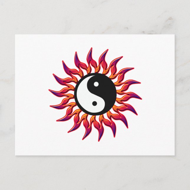 Cartão Postal Flaming Yin Yang Sun (Frente)