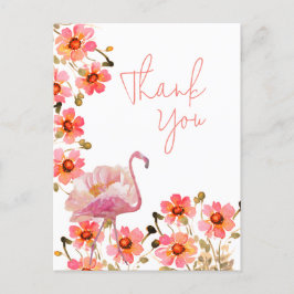 Cartão Postal Flamingle Floral Obrigado