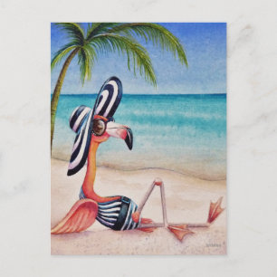 Cartão Postal Flamingo Bebê da Praia Caprichosa Nº 1 Arte em Aqu