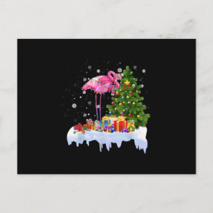 Cartão Postal Flamingo Christmas Tree Lights