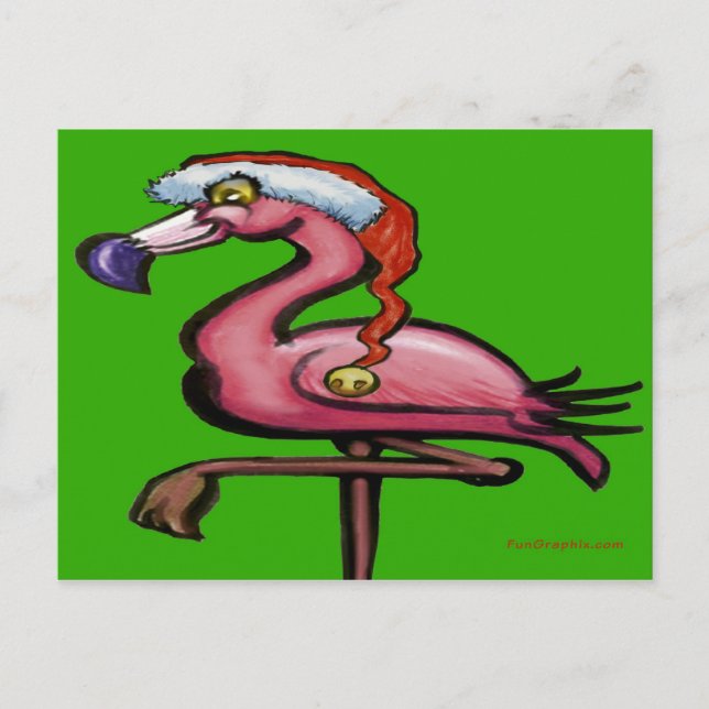 Cartão Postal Flamingo Chritmas (Frente)
