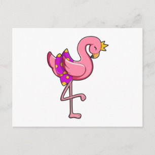 Cartão Postal Flamingo com Coroa e Saia