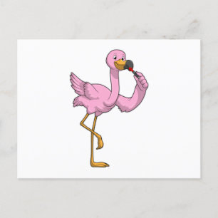 Cartão Postal Flamingo com Lábios Vermelhos