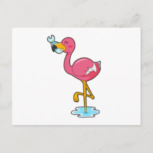 Cartão Postal Flamingo com Peixe