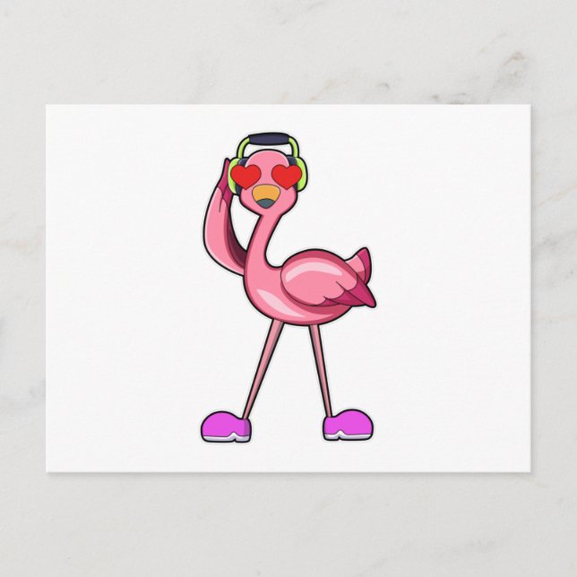 Cartão Postal Flamingo como Aposentado com Bengala e Chapéu (Frente)