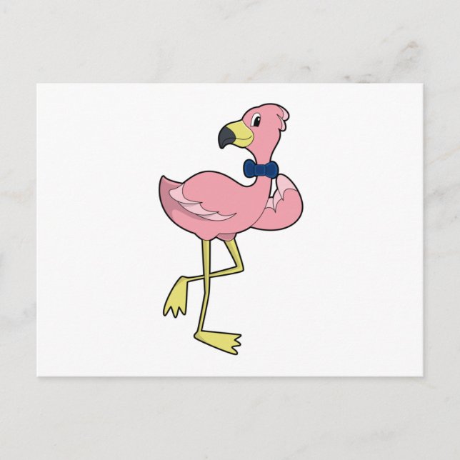 Cartão Postal Flamingo como Cavalheiro com Gravata (Frente)