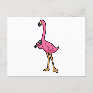 Cartão Postal Flamingo como Mecânico com Chave de Fenda
