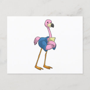 Cartão Postal Flamingo como Secretário com Notepad