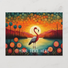 Cartão Postal Flamingo Cor-de-rosa Lago Sunset