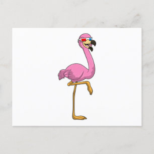 Cartão Postal Flamingo de Óculos