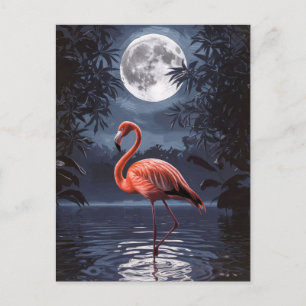 Cartão Postal Flamingo Dramatic Full Moon