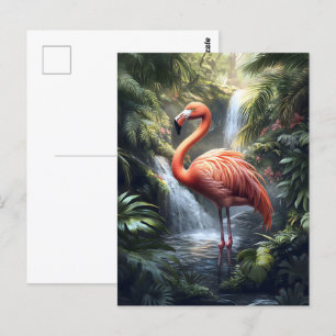 Cartão Postal Flamingo e Jungle Waterfall