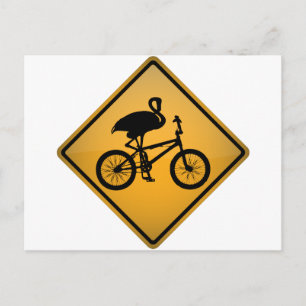 Cartão Postal Flamingo na Bicicleta
