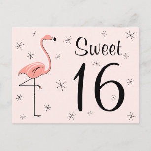 Cartão postal Flamingo Pink "Sweet 16"