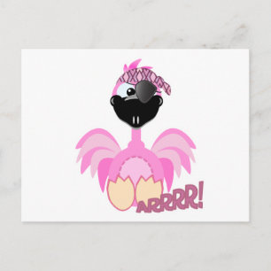 Cartão Postal flamingo pirata Goofkins fofo
