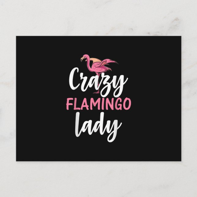 Cartão Postal Flamingo - Presentes de Lady Flamingo Loucos (Frente)