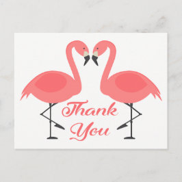 Cartão Postal Flamingo Rosa Obrigado Amor De Casamento Tropical