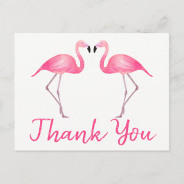 Cartão Postal Flamingo Rosa Obrigado Verão do Casamento Tropical