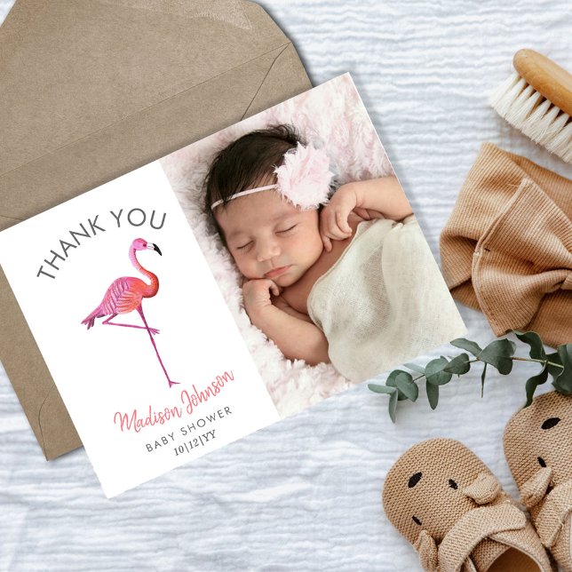 Cartão Postal Flamingo Rosa Tropical | Obrigado (Criador carregado)