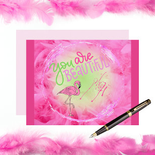 Cartão Postal Flamingo Rosa Você É Belo Inspirador