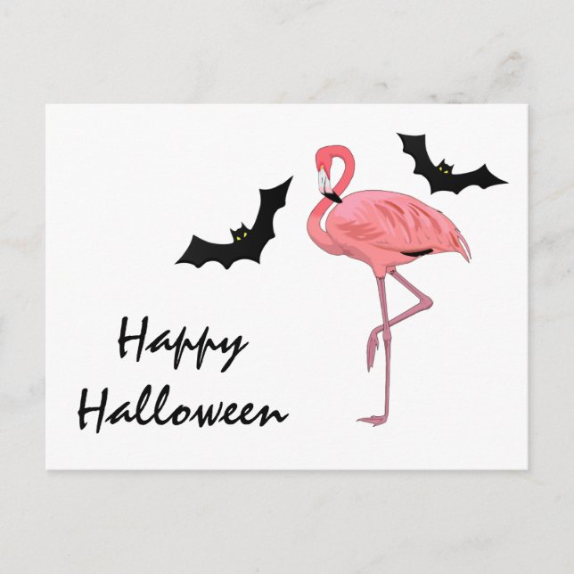 Cartão Postal Flamingo Vampire Bats Halloween (Frente)