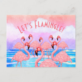 Cartão Postal Flamingoes no desfile