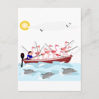 Cartão Postal Flamingos da pesca