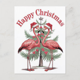 Cartão Postal Flamingos Feliz Natal Verão