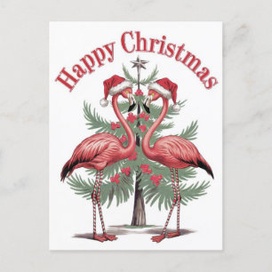Cartão Postal Flamingos Feliz Natal Verão