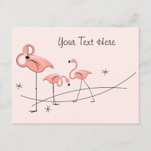 Cartão postal Flamingos Pink Trio Texto