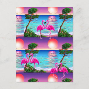 Cartão Postal Flamingos Sol