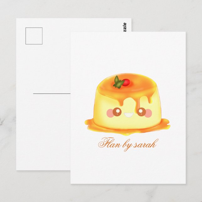 Cartão Postal Flan Espanhol De Caramelo Suave E Cremosa (Frente/Verso)
