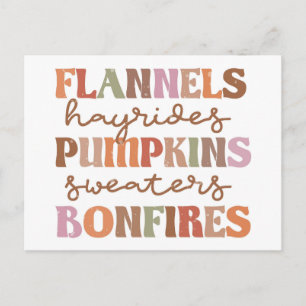 Cartão Postal Flannels Pumpkins Bonfire