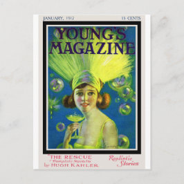 Cartão Postal Flapper Champagne & capa de revista antiga das