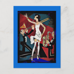 Cartão Postal Flapper com Banda de Jazz